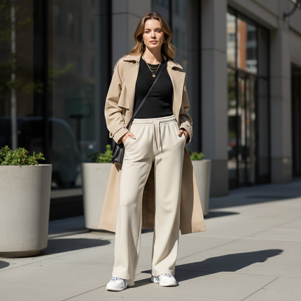 Lameera CozyFit Fleece Trousers – Biege