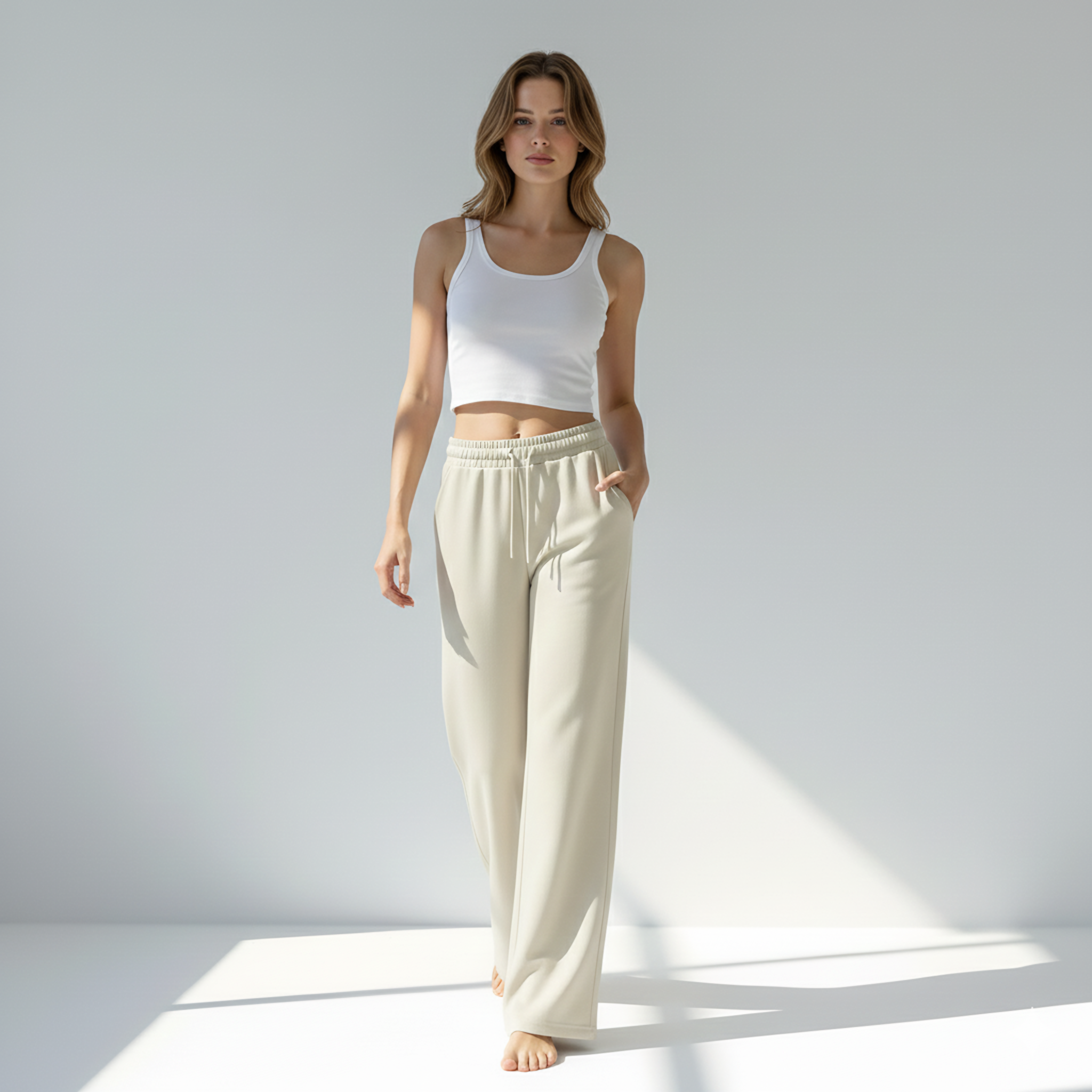 Lameera CozyFit Fleece Trousers – Biege