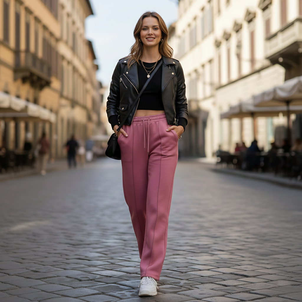 Lameera CozyFit Fleece Trousers – Rose Blush