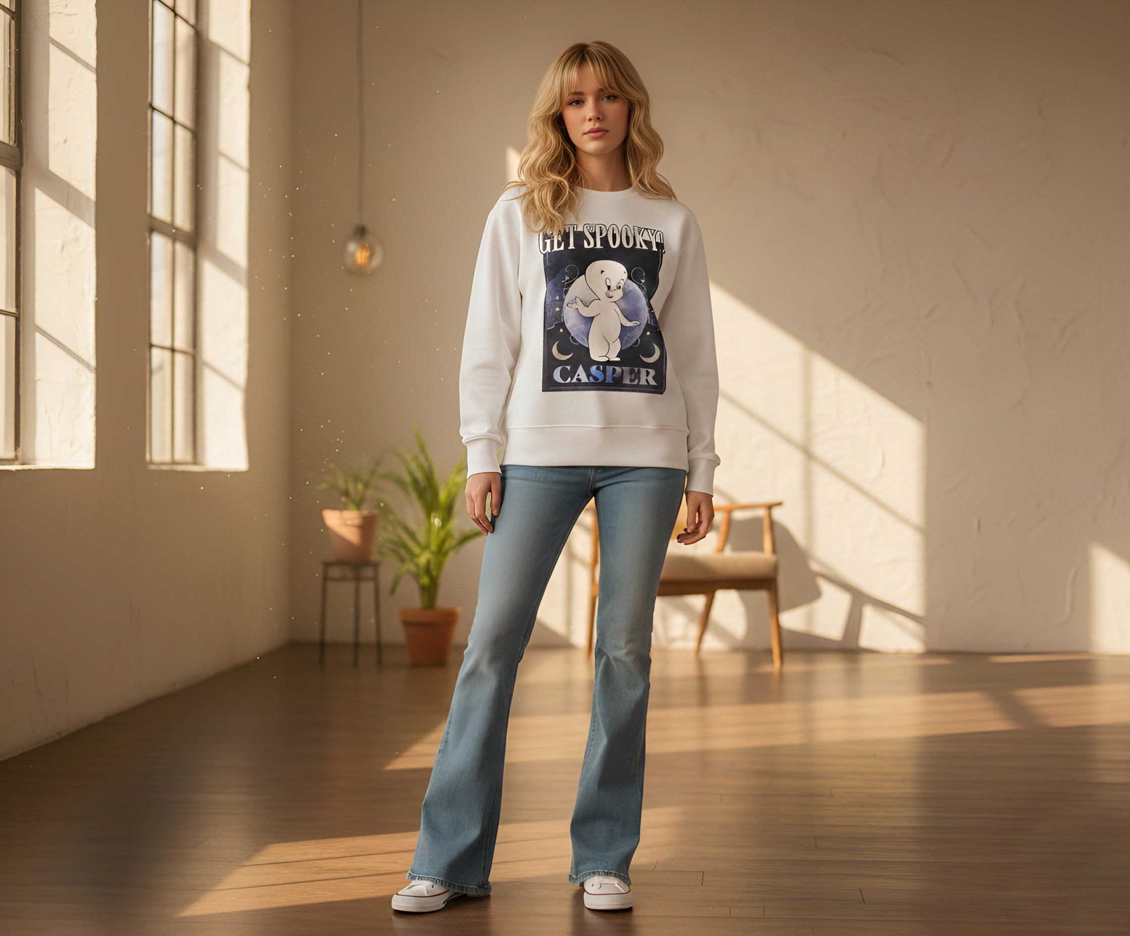 Casper Fleece Graphic Sweatshirt – White