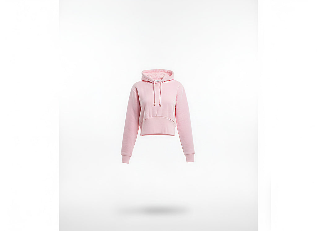 Fleece Relaxed Crop Top Hoodie – Pink