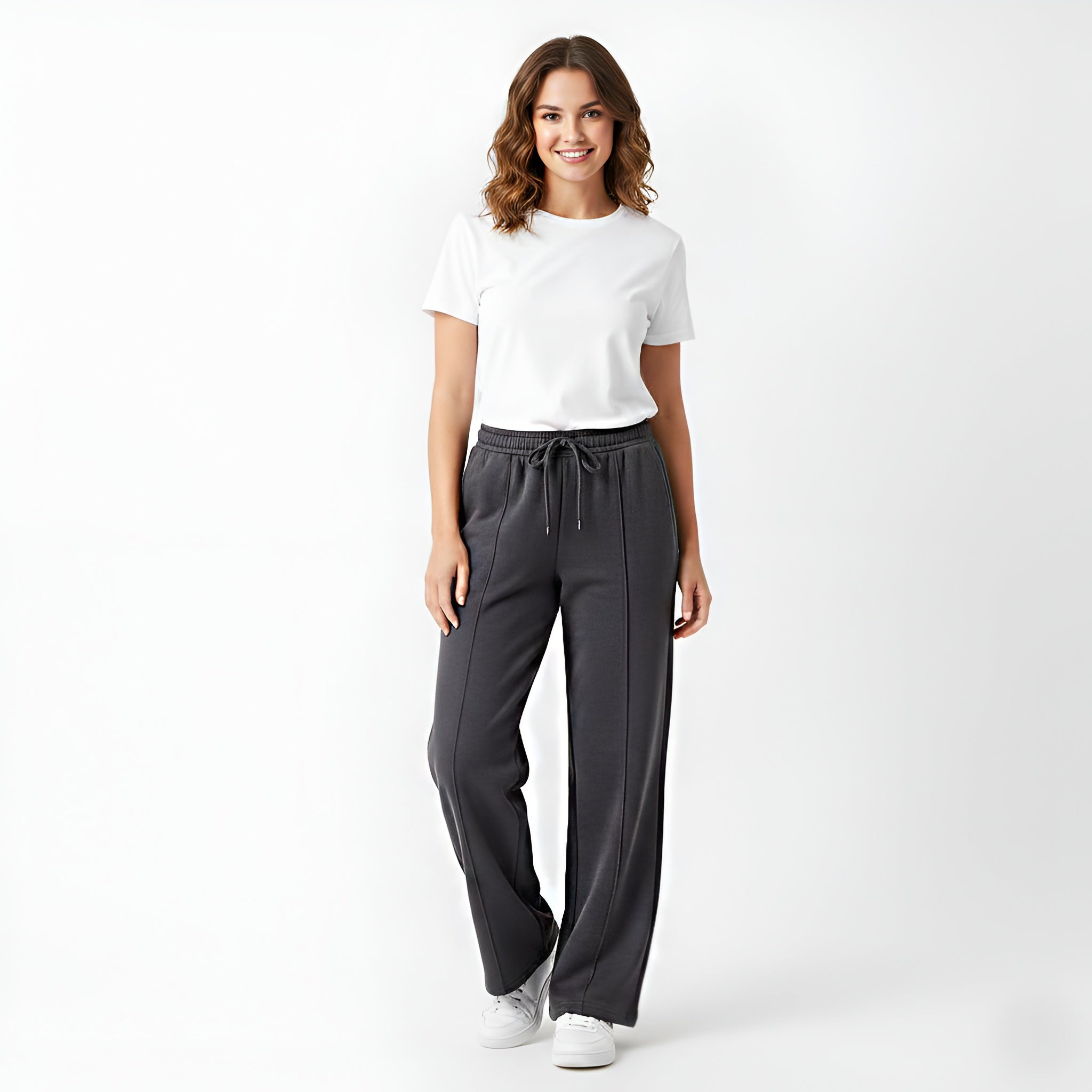 Lameera CozyFit Fleece Trousers – Deep Charcoal