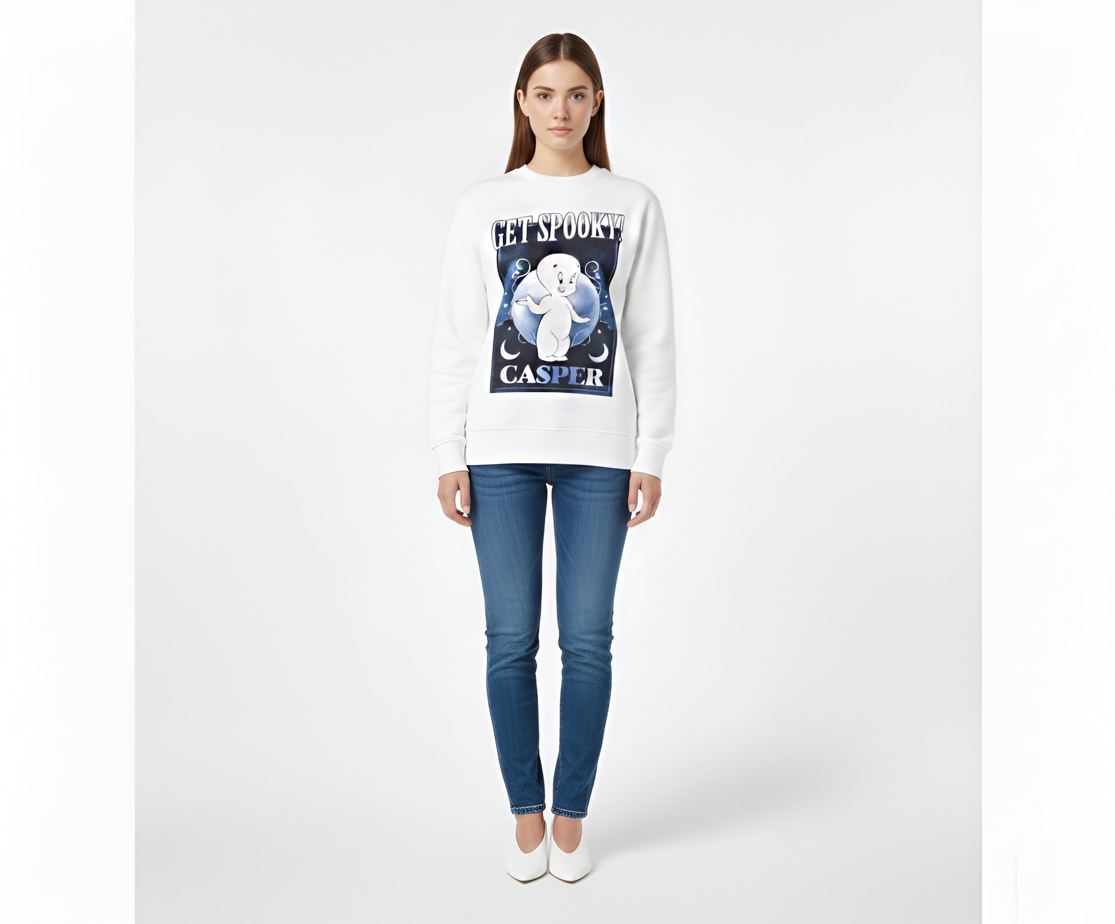 Casper Fleece Graphic Sweatshirt – White